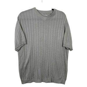 Elliott Men's V-Neck Lightweight Sweater Short Sleeve‎ Silver Gray Size Medium